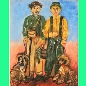 Hunters. and  Dogs, Acrylic Painting on canvas